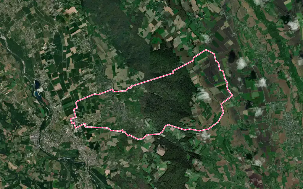 Vue satellite de Bénéjacq avec ses contours administratifs