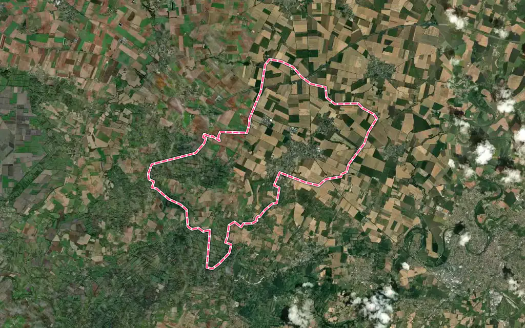 Vue satellite de Benet avec ses contours administratifs