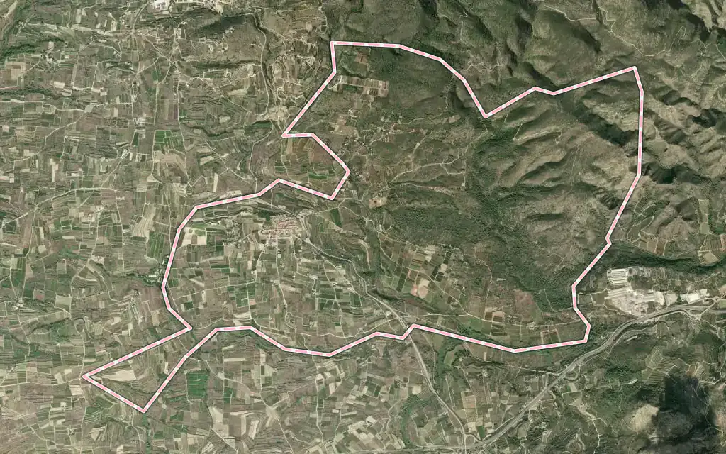 Vista satélite de Benicolet con su contorno administrativo