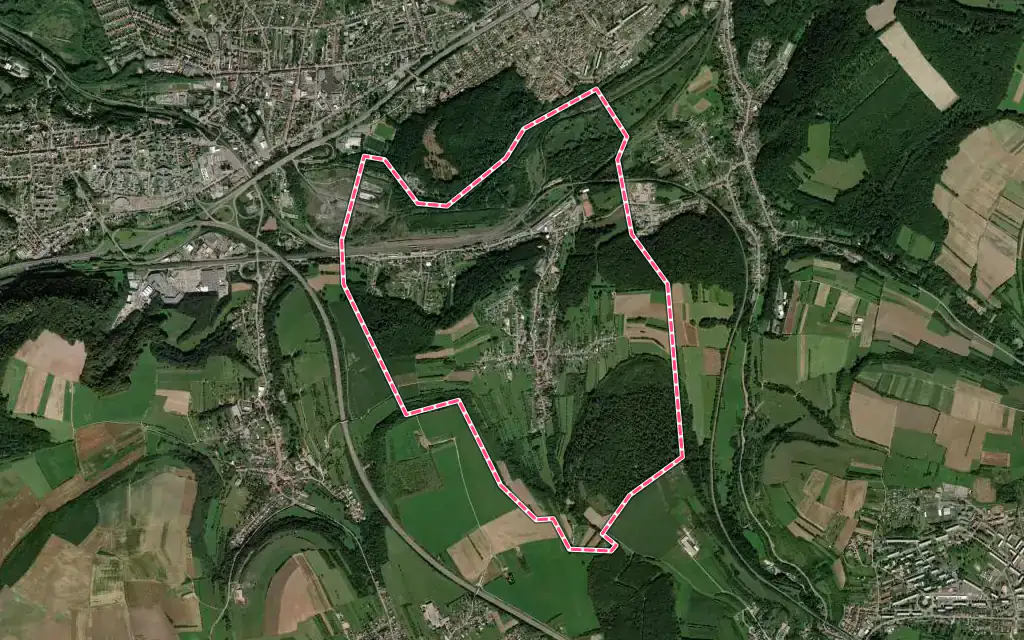 Vue satellite de Béning-lès-Saint-Avold avec ses contours administratifs