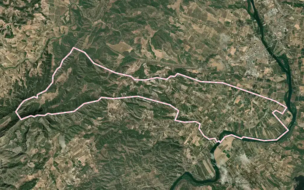 Vista satélite de Benissanet con su contorno administrativo