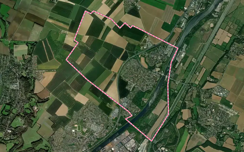 Vue satellite de Bénouville avec ses contours administratifs