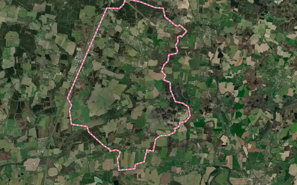 Vue satellite de Benquet avec ses contours administratifs