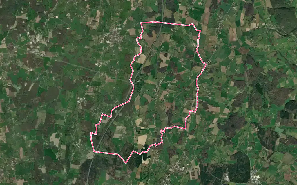 Vue satellite de Bény avec ses contours administratifs