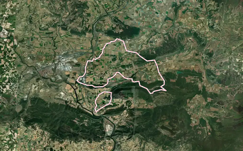Vista satélite de Berantevilla con su contorno administrativo