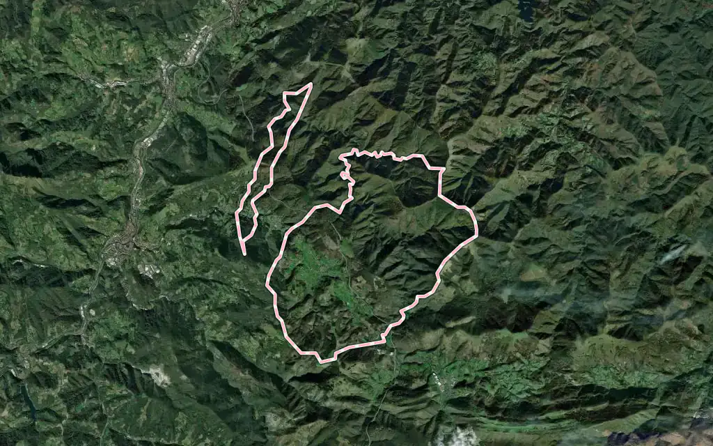 Vista satélite de Berastegi con su contorno administrativo