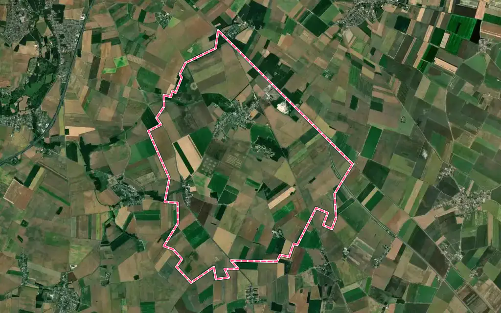 Vue satellite de Berchères-les-Pierres avec ses contours administratifs