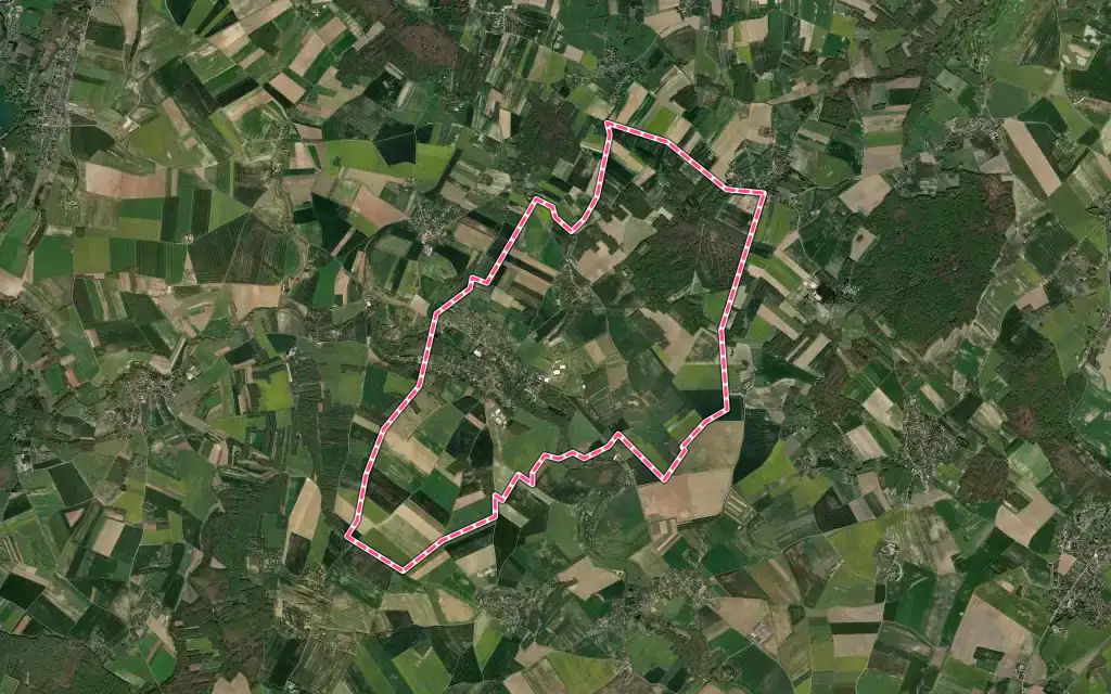 Vue satellite de Berchères-sur-Vesgre avec ses contours administratifs