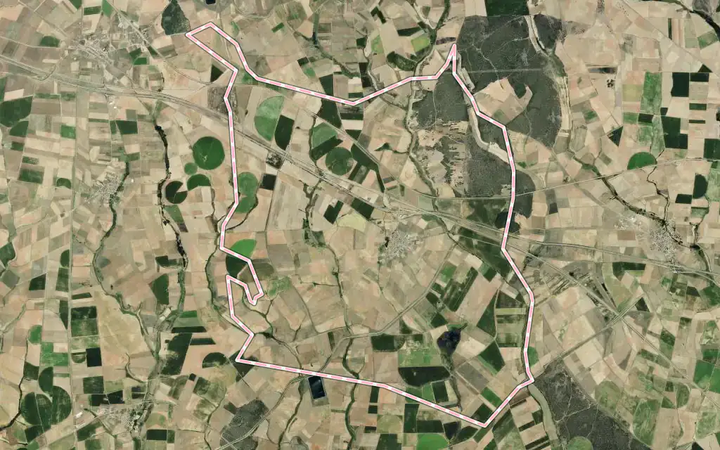 Vista satélite de Bercianos del Real Camino con su contorno administrativo