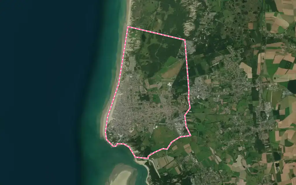 Vue satellite de Berck avec ses contours administratifs
