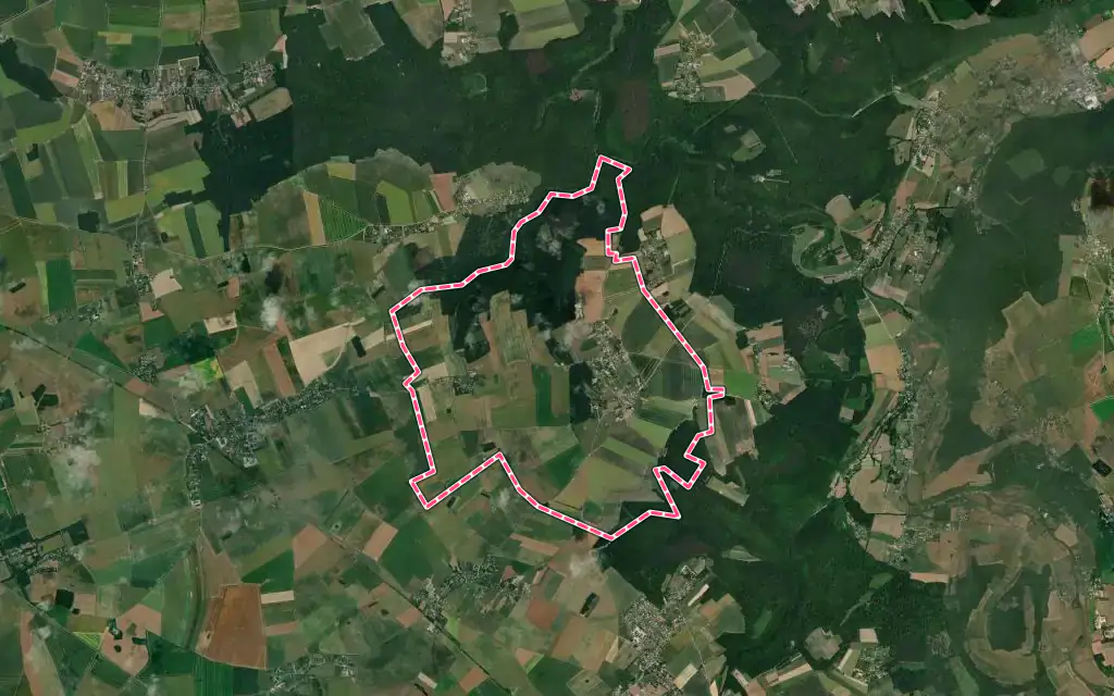 Vue satellite de Bérengeville-la-Campagne avec ses contours administratifs