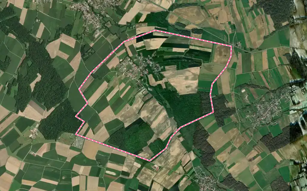 Vue satellite de Berentzwiller avec ses contours administratifs