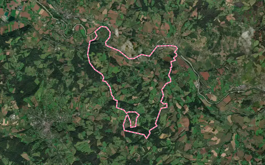 Vue satellite de Bérenx avec ses contours administratifs