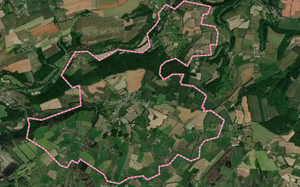 Vue satellite de Berjou avec ses contours administratifs