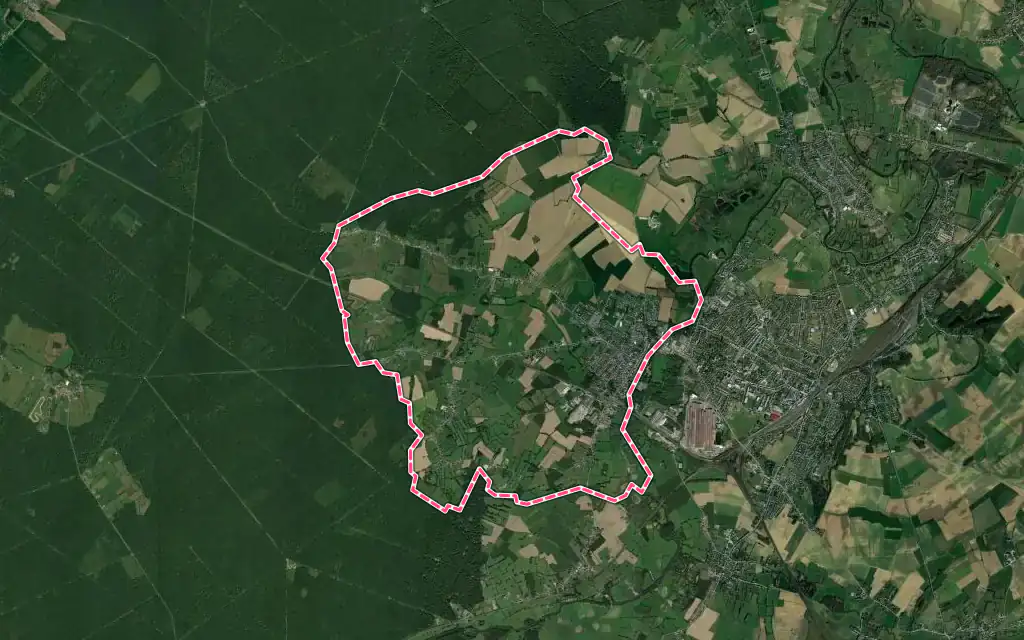 Vue satellite de Berlaimont avec ses contours administratifs