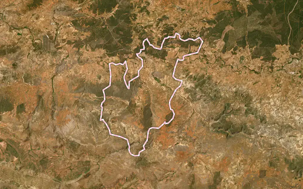 Vista satélite de Berlanga-de-Duero con su contorno administrativo