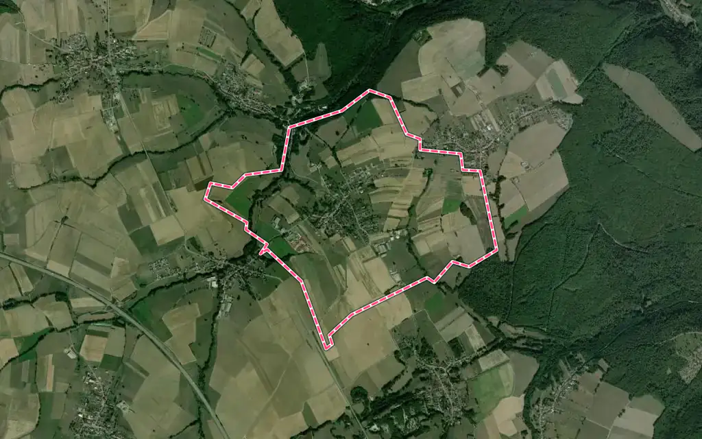 Vue satellite de Berling avec ses contours administratifs