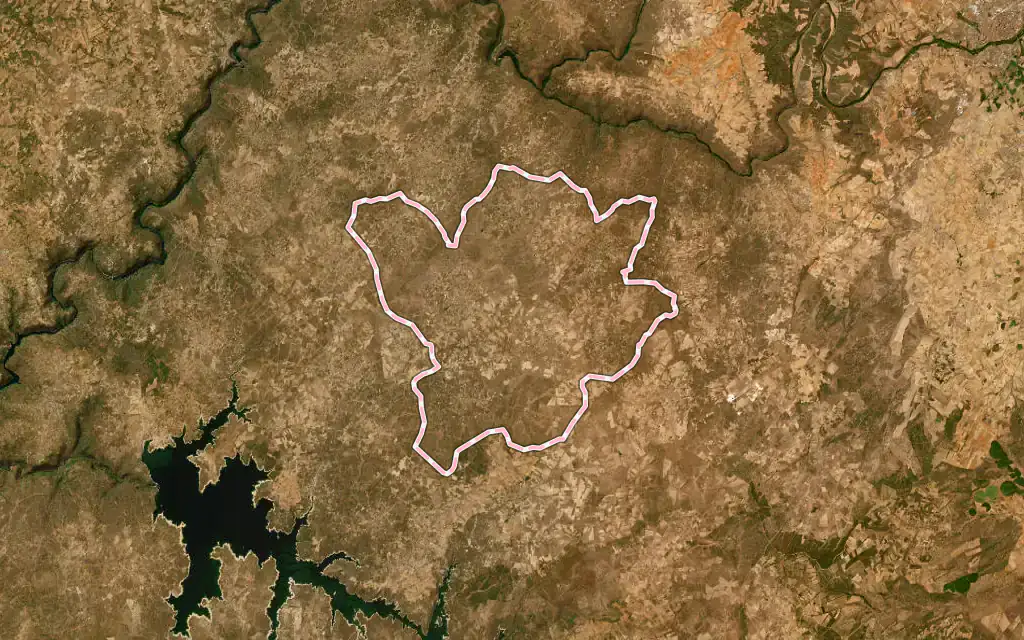 Vista satélite de Bermillo de Sayago con su contorno administrativo