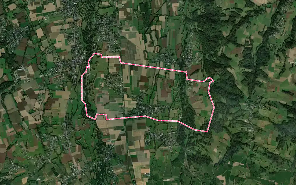 Vue satellite de Bernac-Debat avec ses contours administratifs