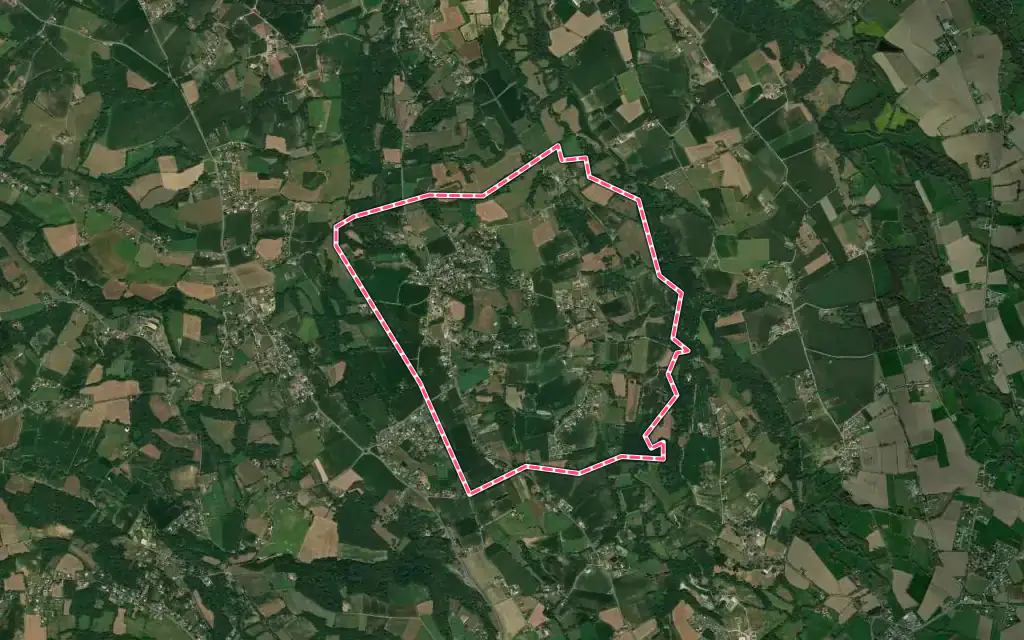 Vue satellite de Bernadets avec ses contours administratifs
