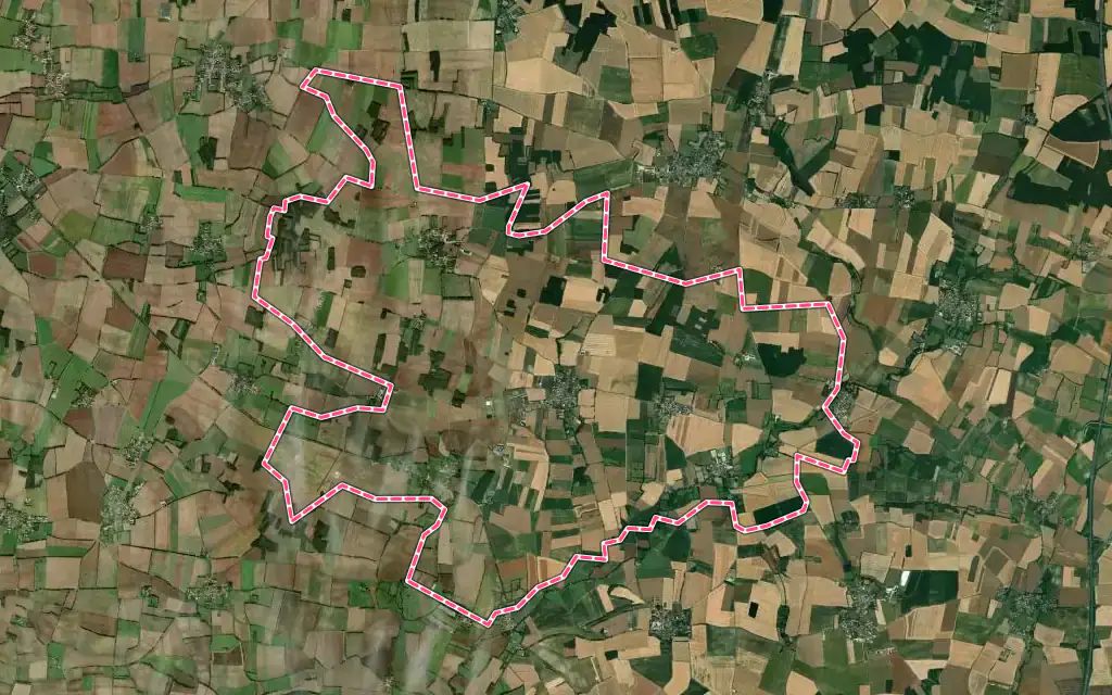 Vue satellite de Bernay-Saint-Martin avec ses contours administratifs