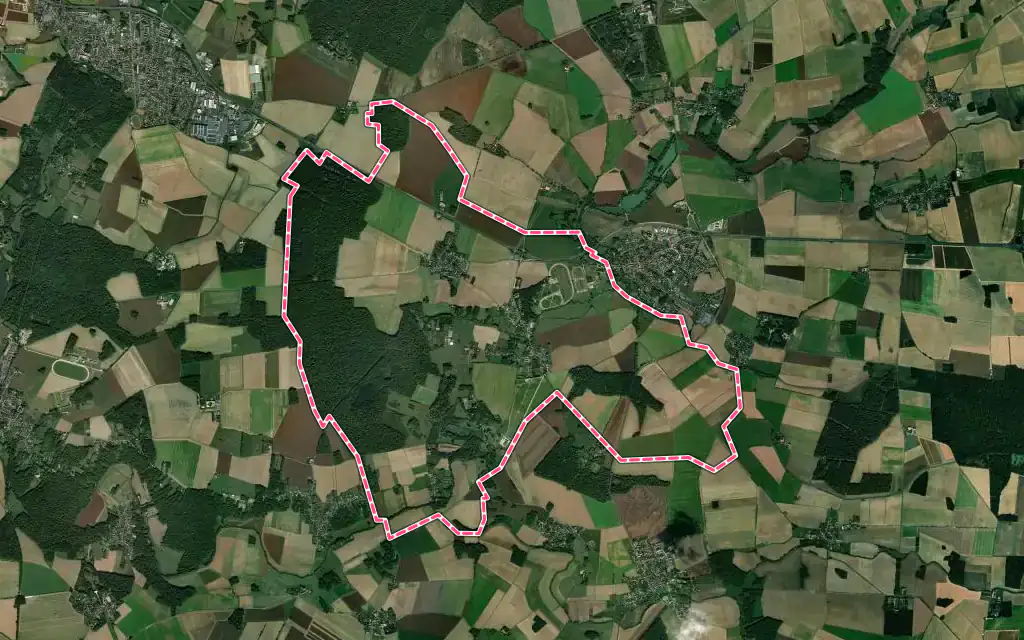 Vue satellite de Bernay-Vilbert avec ses contours administratifs