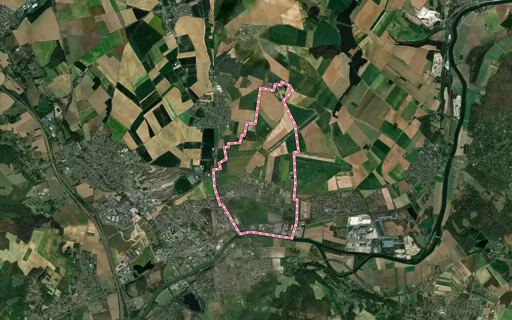 Vue satellite de Bernes-sur-Oise avec ses contours administratifs