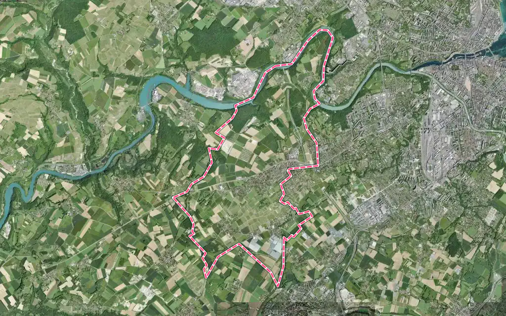 Vue satellite de Bernex avec ses contours administratifs
