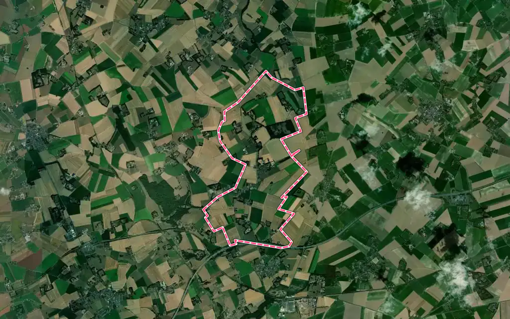 Vue satellite de Bernières avec ses contours administratifs