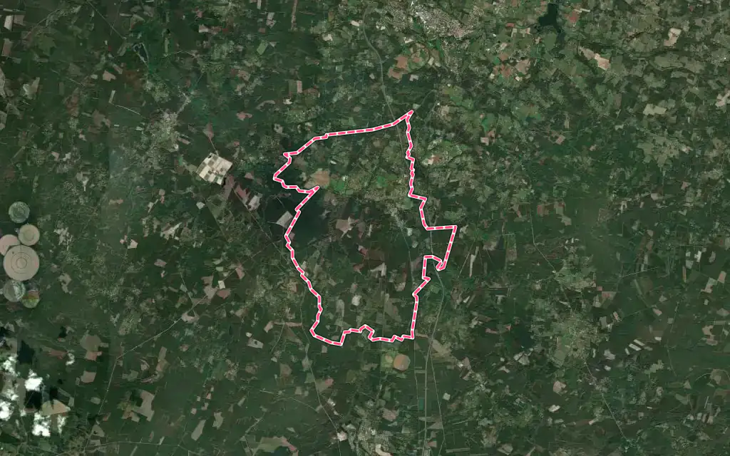 Vue satellite de Bernos-Beaulac avec ses contours administratifs