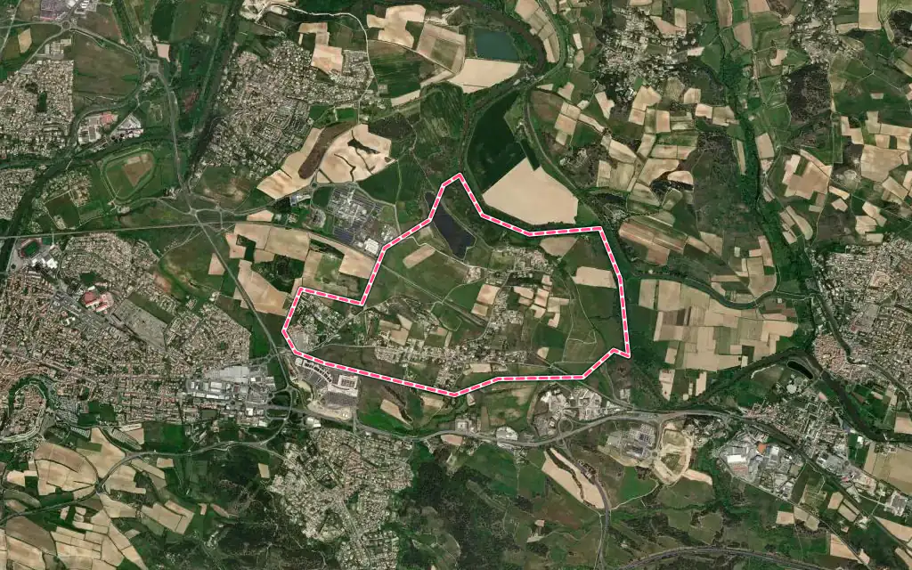 Vue satellite de Berriac avec ses contours administratifs