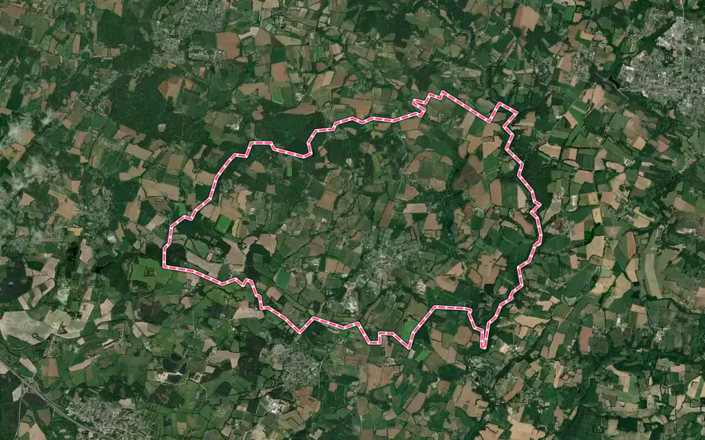Vue satellite de Berric avec ses contours administratifs