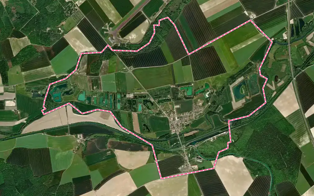 Vue satellite de Berry-au-Bac avec ses contours administratifs