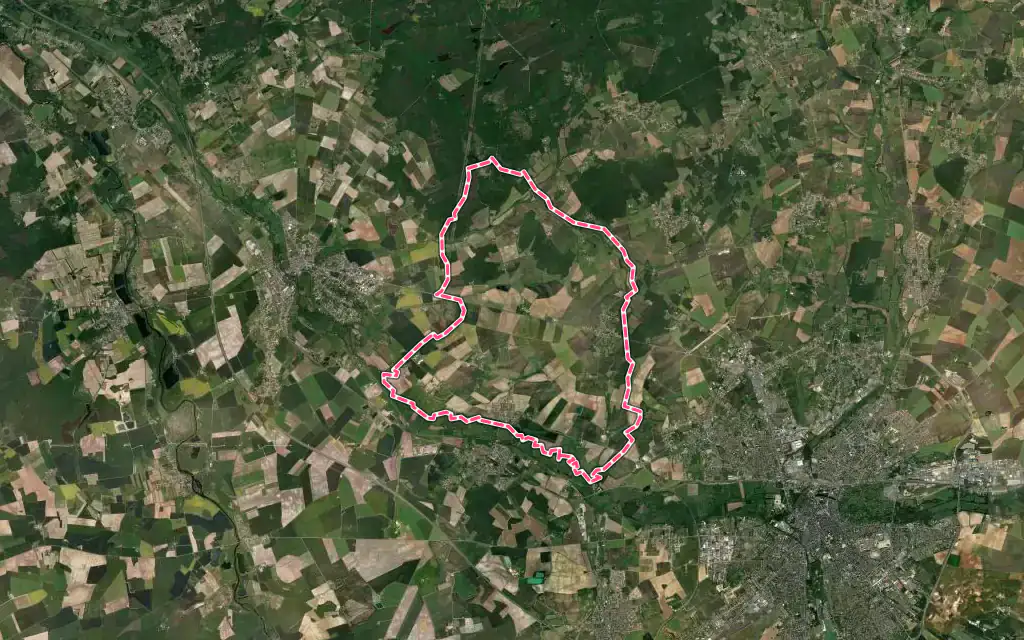 Vue satellite de Berry-Bouy avec ses contours administratifs
