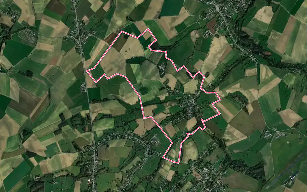 Vue satellite de Bersillies avec ses contours administratifs