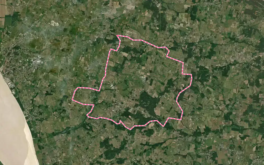 Vue satellite de Berson avec ses contours administratifs