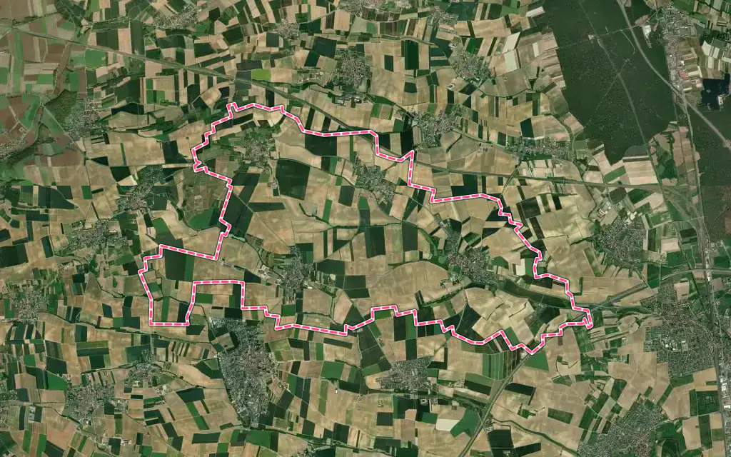 Vue satellite de Berstett avec ses contours administratifs
