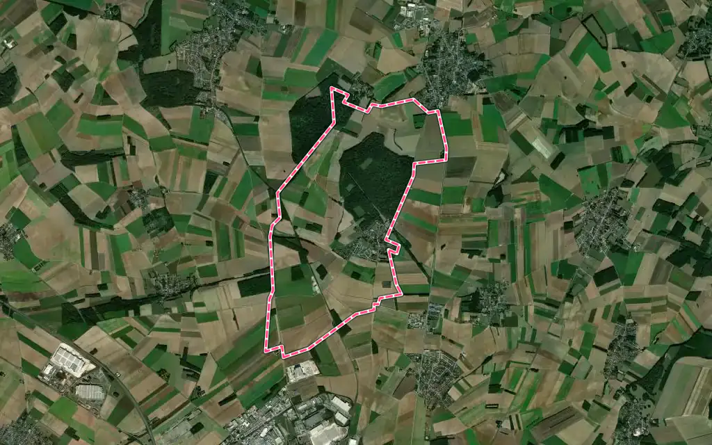Vue satellite de Bertangles avec ses contours administratifs