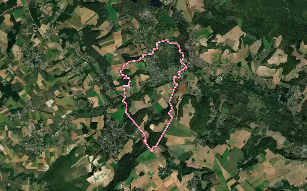 Vue satellite de Berthecourt avec ses contours administratifs