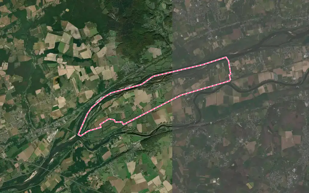 Vue satellite de Berthenay avec ses contours administratifs