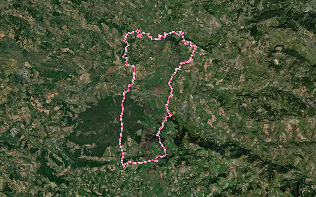 Vue satellite de Bertholène avec ses contours administratifs