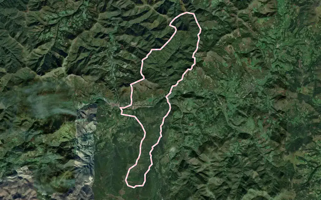 Vista satélite de Bertizarana con su contorno administrativo