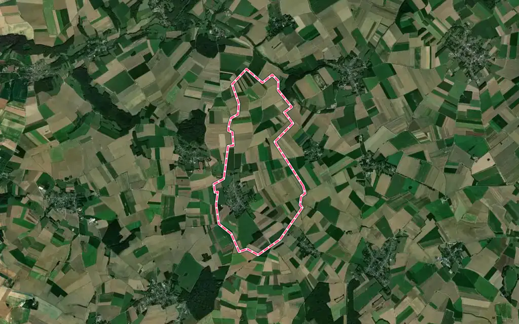 Vue satellite de Bertrancourt avec ses contours administratifs