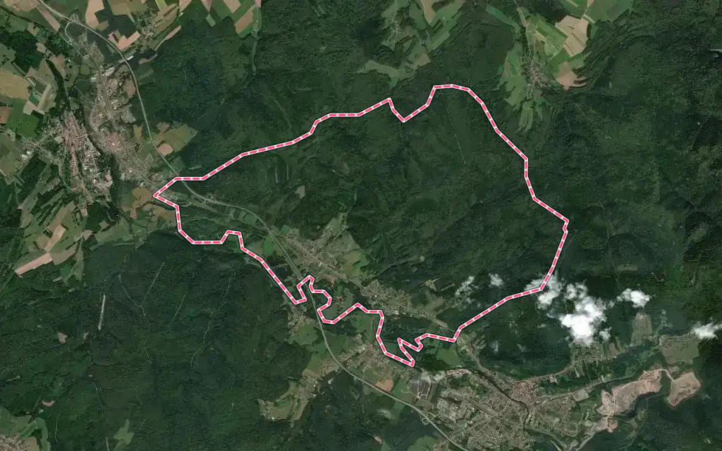 Vue satellite de Bertrichamps avec ses contours administratifs