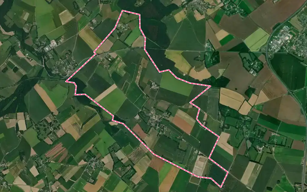 Vue satellite de Bertrimont avec ses contours administratifs
