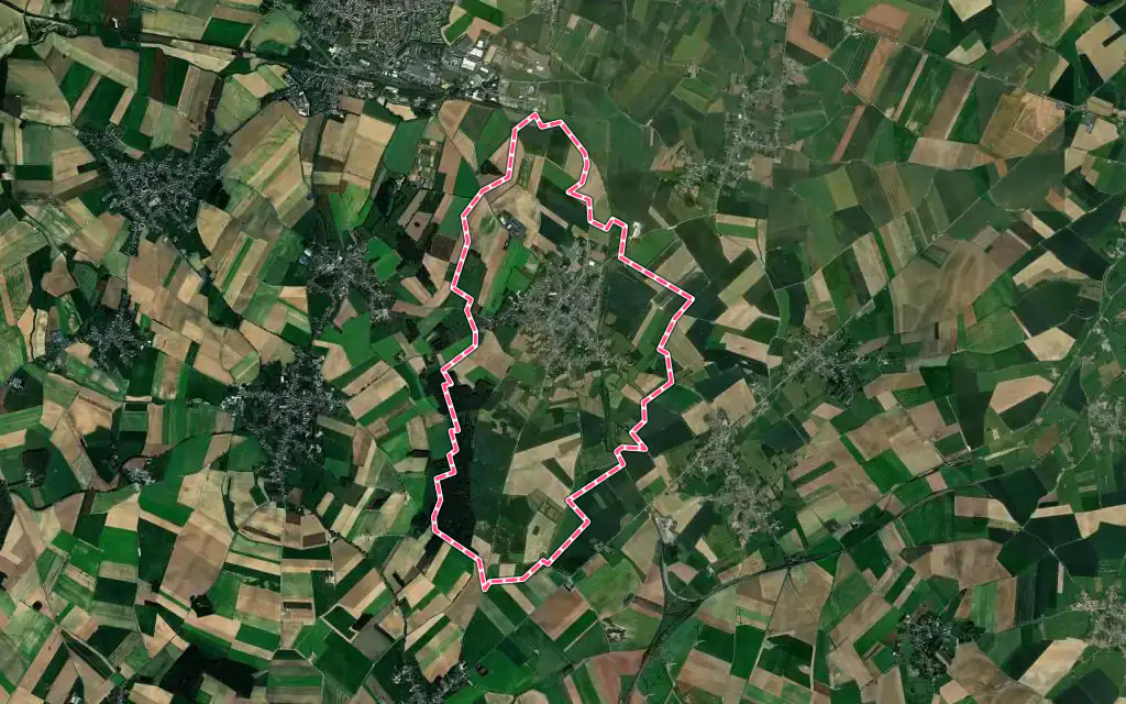 Vue satellite de Bertry avec ses contours administratifs