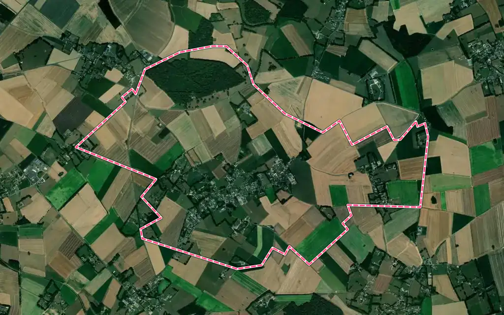 Vue satellite de Berville-en-Caux avec ses contours administratifs