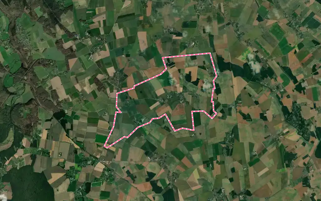 Vue satellite de Berville-la-Campagne avec ses contours administratifs