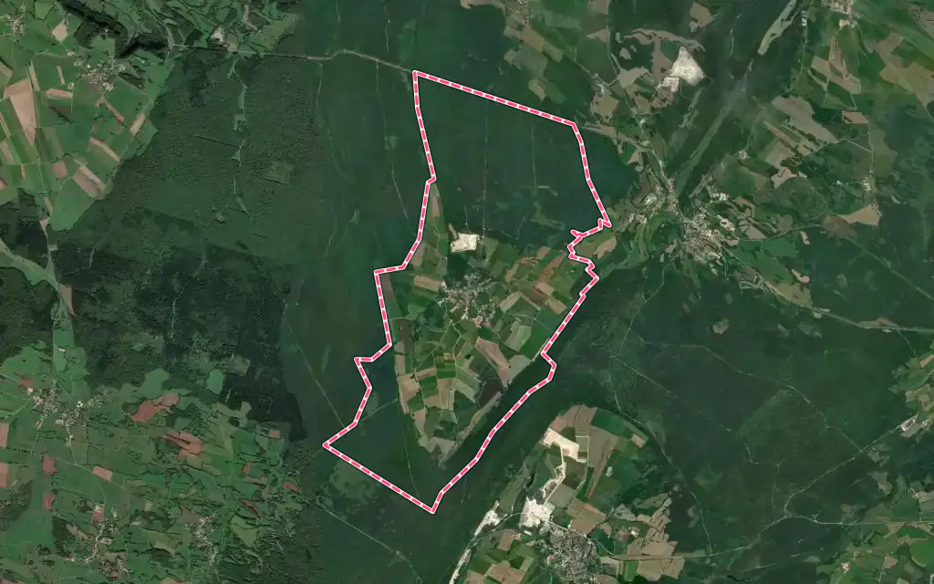 Vue satellite de Besain avec ses contours administratifs