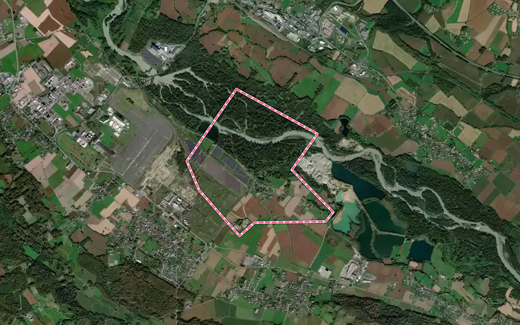 Vue satellite de Bésingrand avec ses contours administratifs